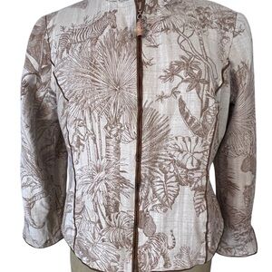 Maggy London Cream and Brown Jungle Print Jacket